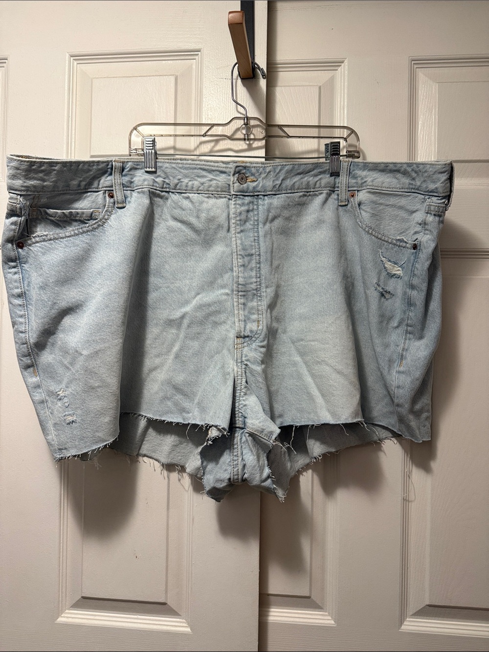 High-Rise Light Blue Denim Cutoff Shorts - Women